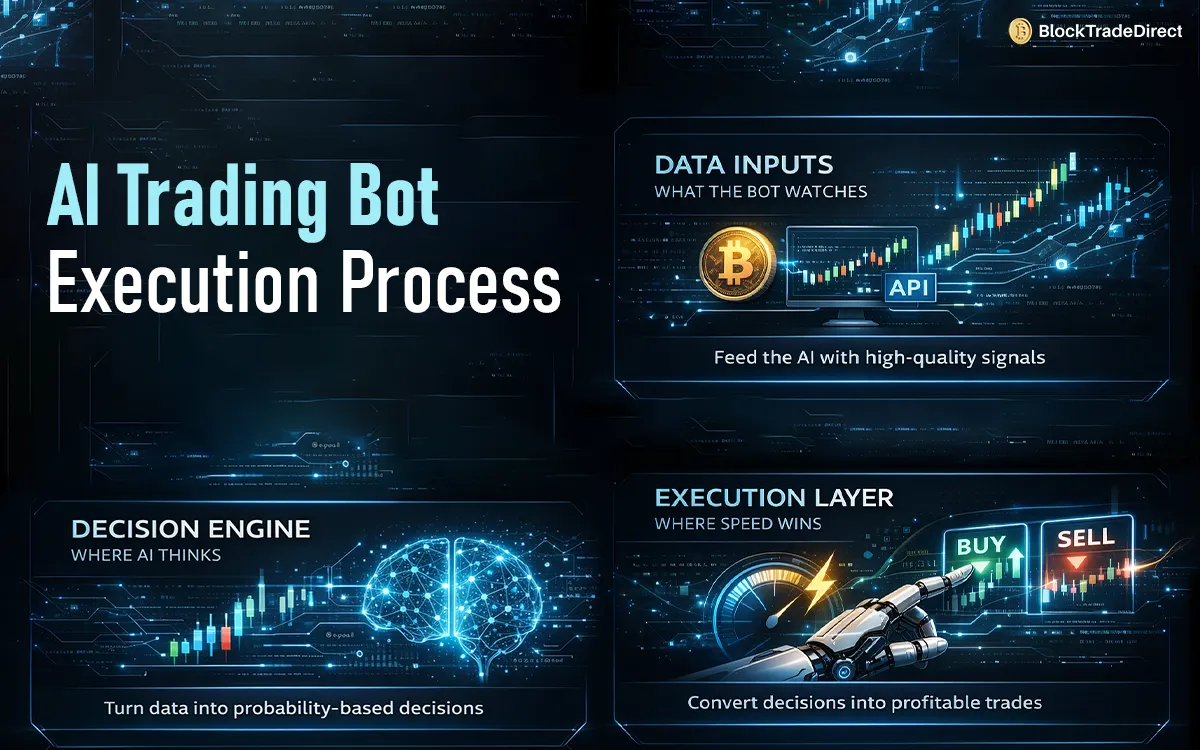 Visual representation of how ai trading bots analyze markets and execute trades