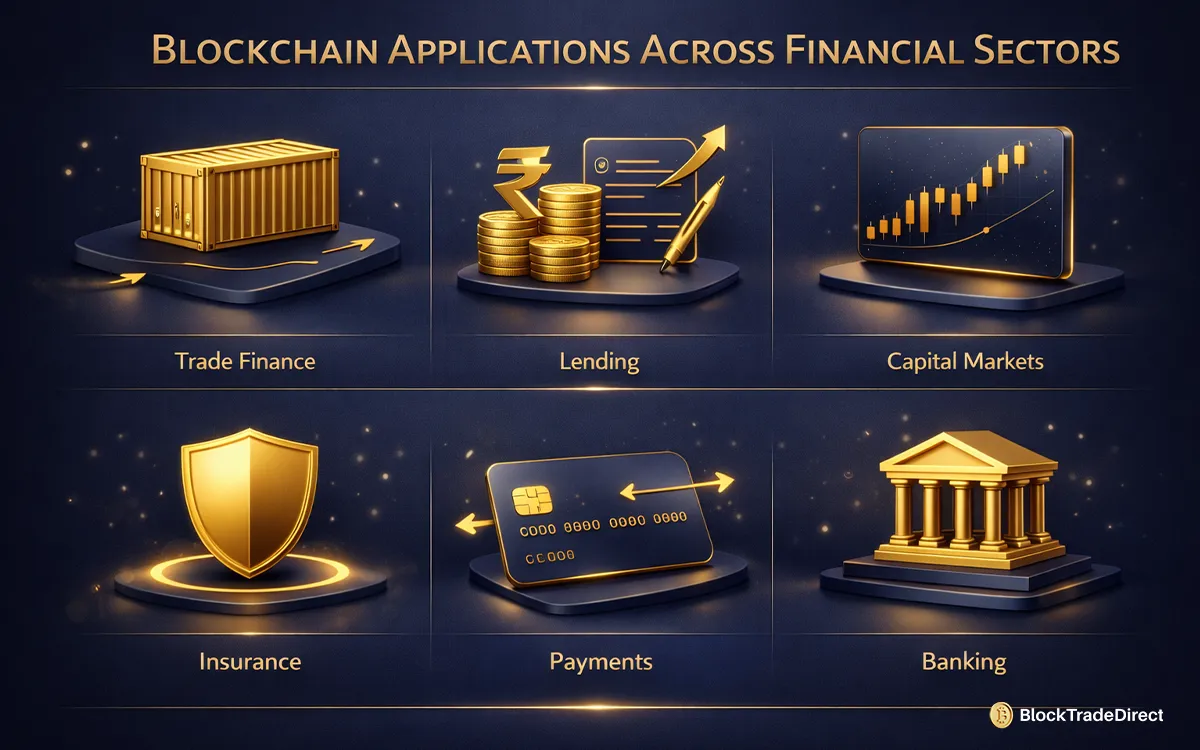 Visual representation of blockchain applications across financial sectors