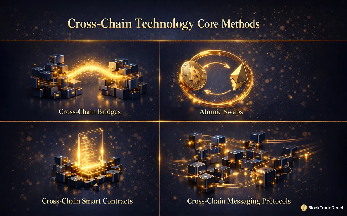 Infographic showing cross-chain technology core methods