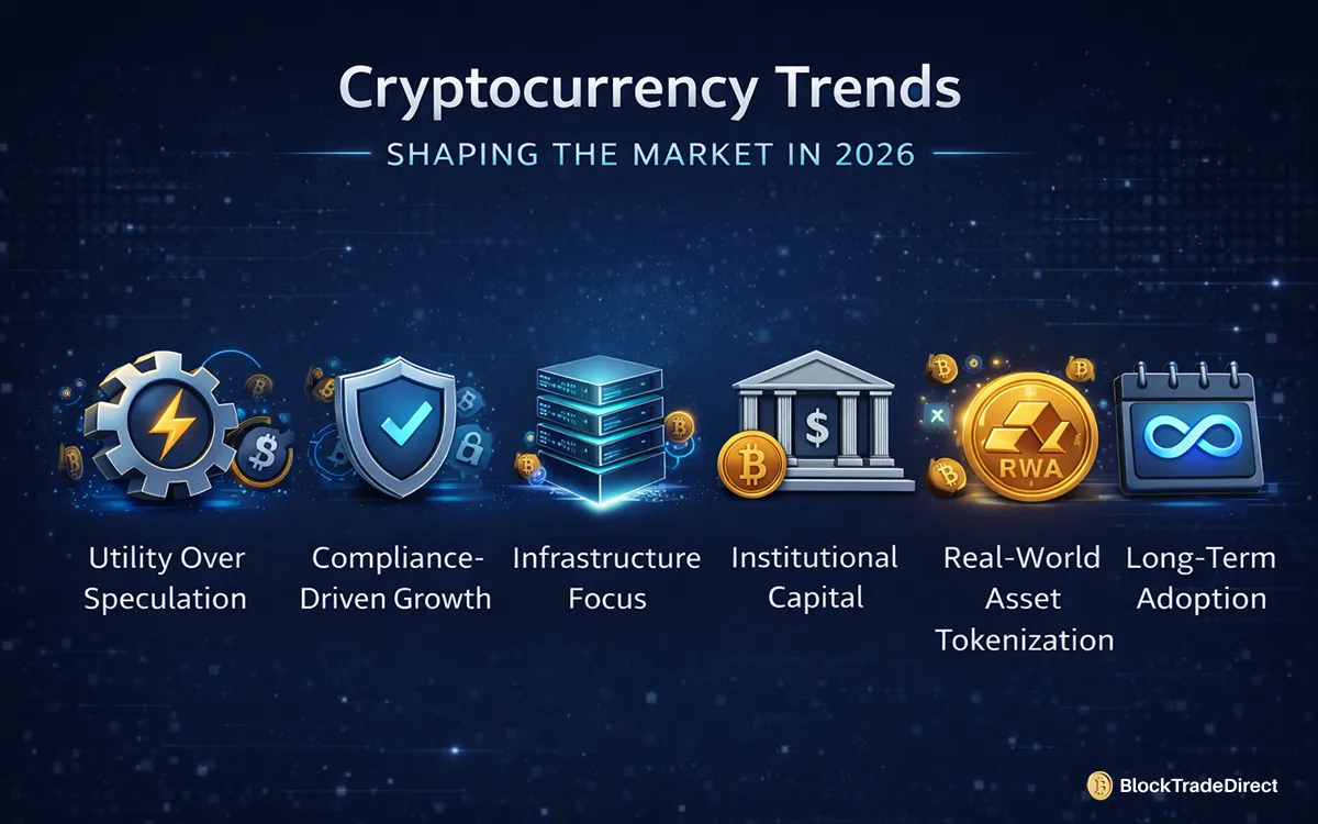 Infographic showing cryptocurrency trends shaping the market