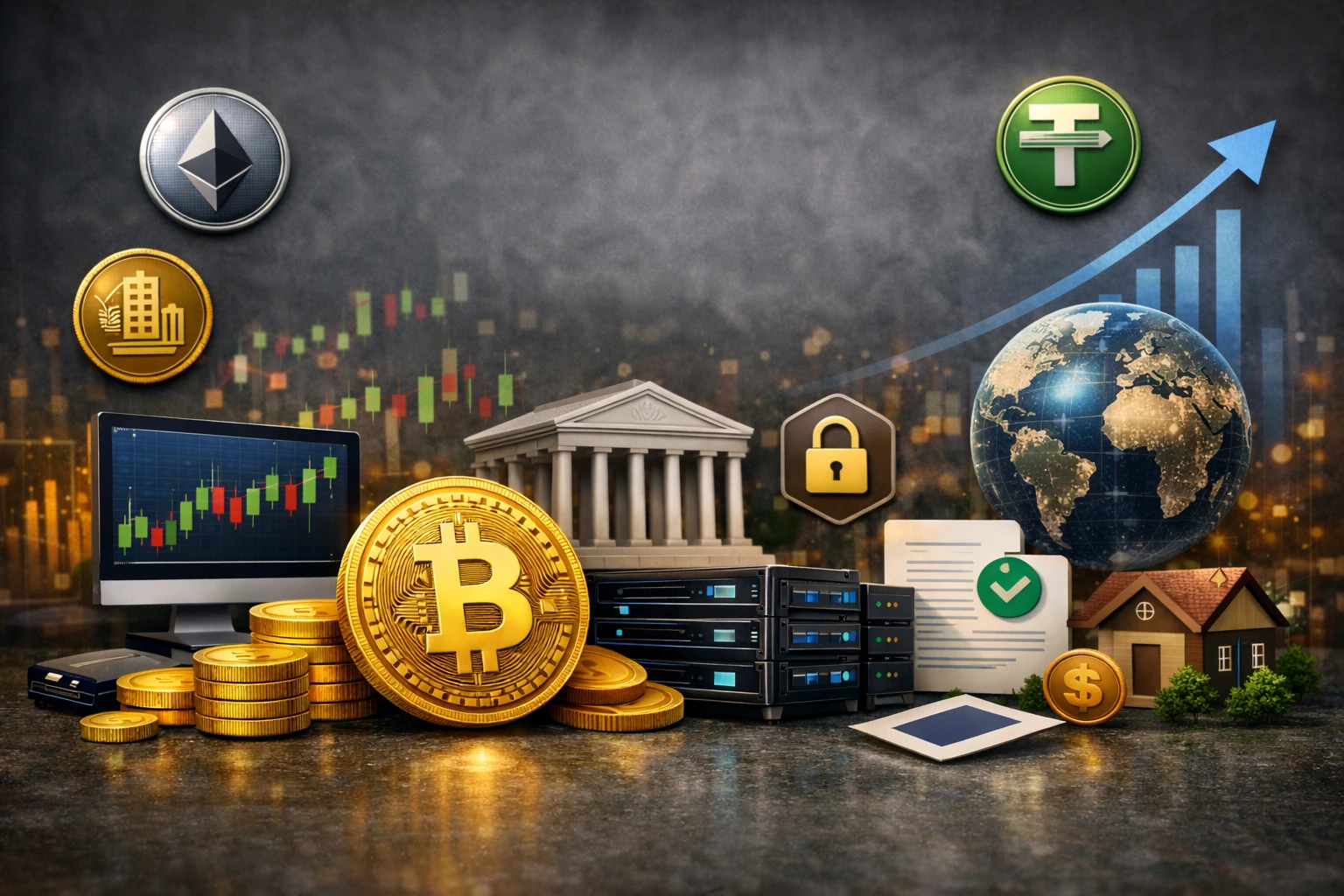 Visual representation of different cryptocurrency types
