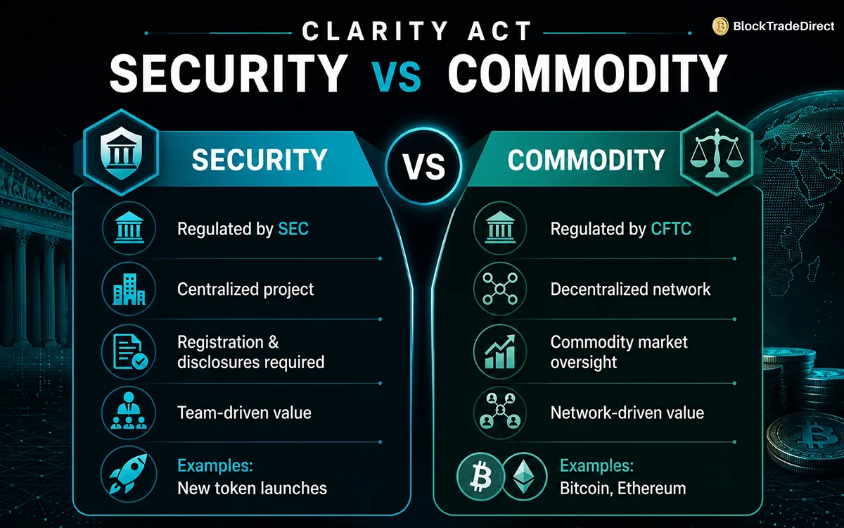 How the CLARITY Act Decides If Your Crypto Is a Security or a Commodity
