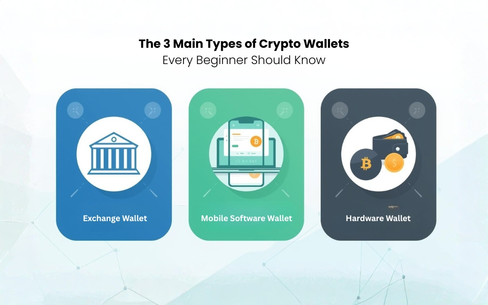 Infographic Showing the three main types of crypto wallets every beginner should know